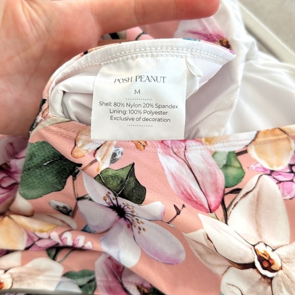 Posh Peanut Raina Tie Strap V Neck One Piece - Pink Floral - Picture 7 of 7